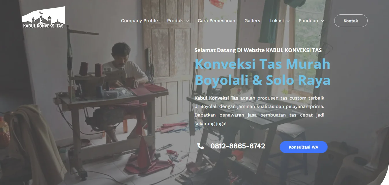 website vendor tas custom di Boyolali